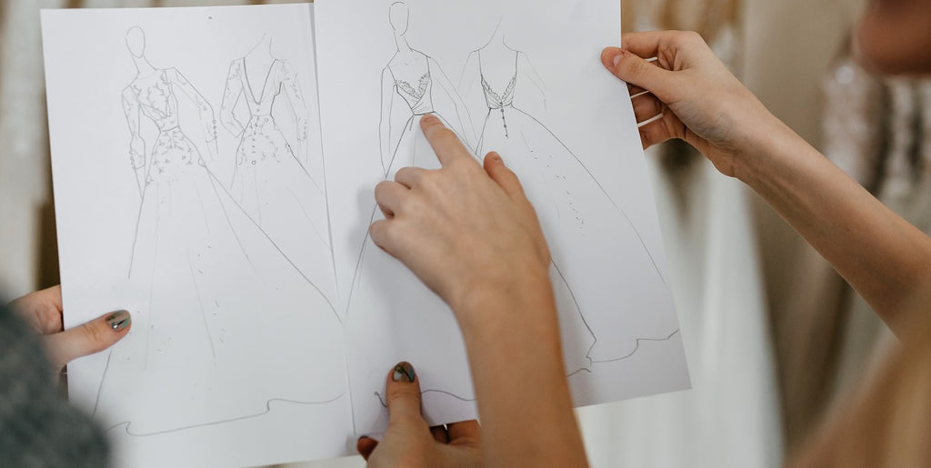 a sketch of bridal dress by Prive Atelier Bridal & Couture